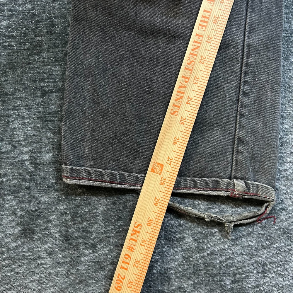 Juke Box Jeans Women 16 Black Good Vintage High Rise Straight Red Stitch Denim - Picture 12 of 15